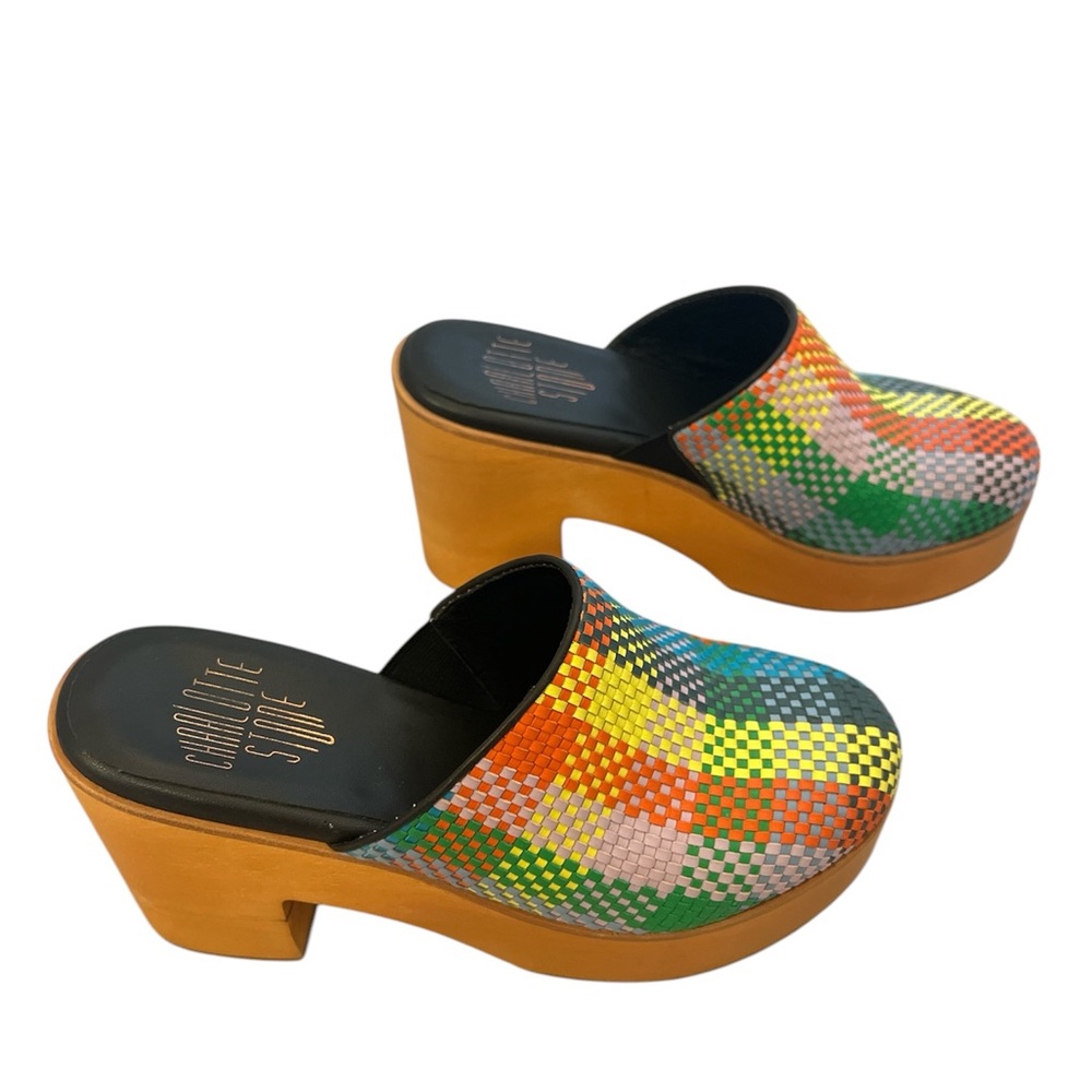Colorful Woven Platform Clogs